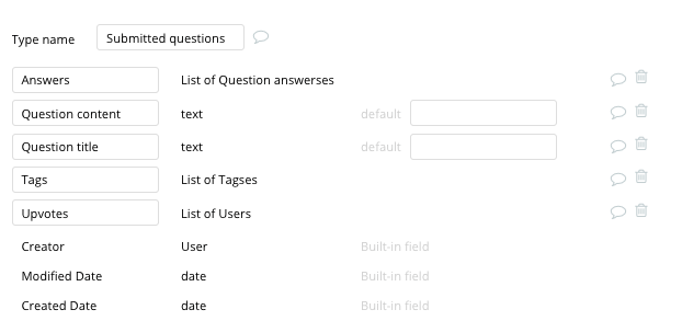 Stack Overflow Bubble Clone Data Types Walkthrough - questions fields.