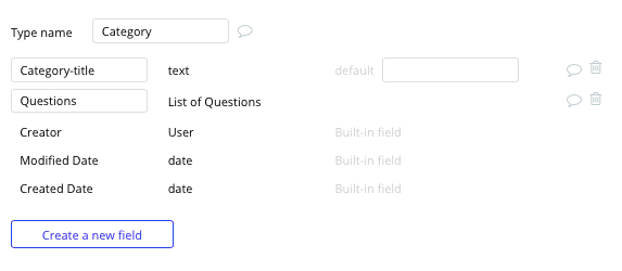 Bubble trivia application tutorial with category data type and fields