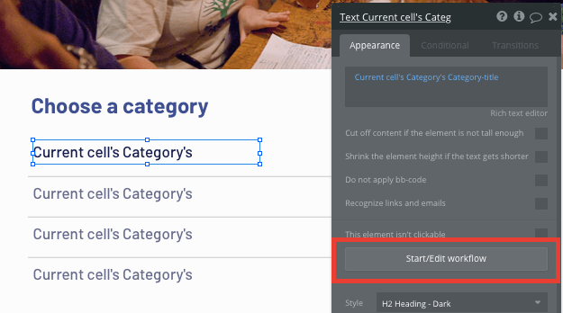Creating a new no-code workflow when a Trivia app category is selected