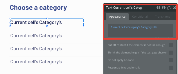 Displaying dynamic trivia category titles