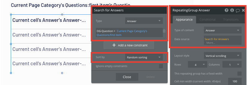 Sorting trivia questions by a random format