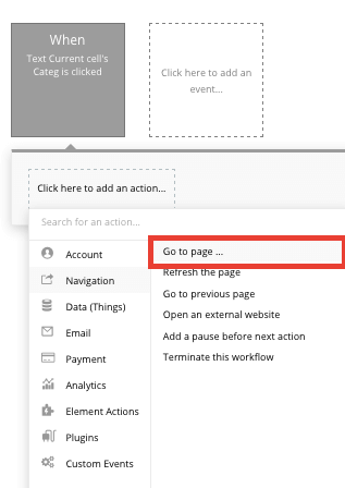 Using Bubble’s visual programming editor to create a navigation workflow