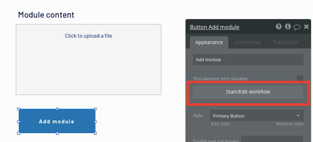 Creating a new workflow in Bubble’s no-code editor