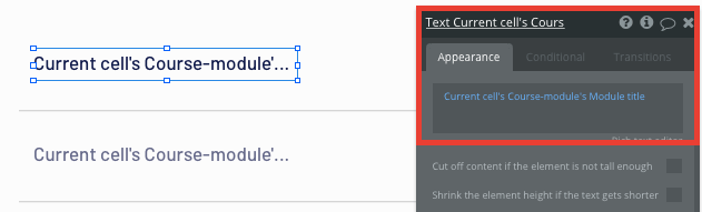 Displaying dynamic course titles in Bubble’s no-code LinkedIn Learning clone