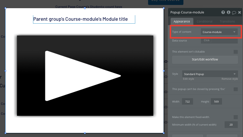 Displaying the video content of a LinkedIn Learning course module