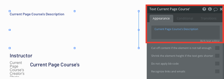 Displaying dynamic content of a course in Bubble’s no code LinkedIn Learning MVP