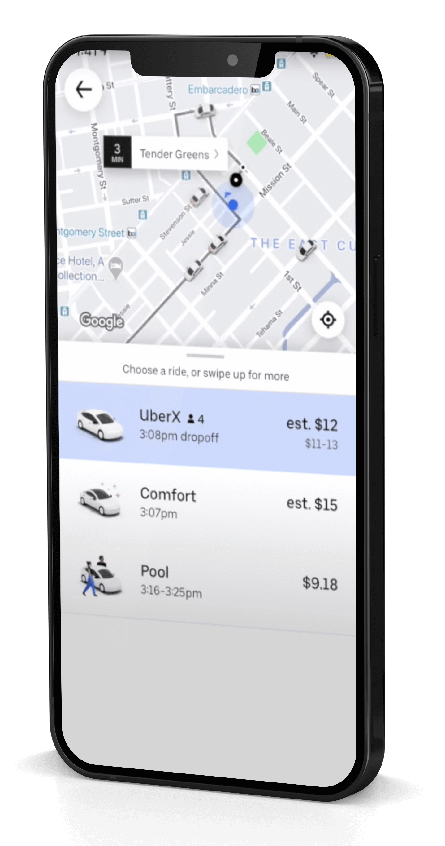 Uber app on mobile screen.