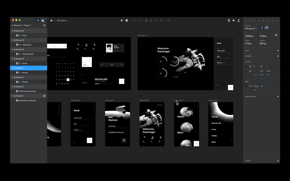 Screenshot of InVision Studio.