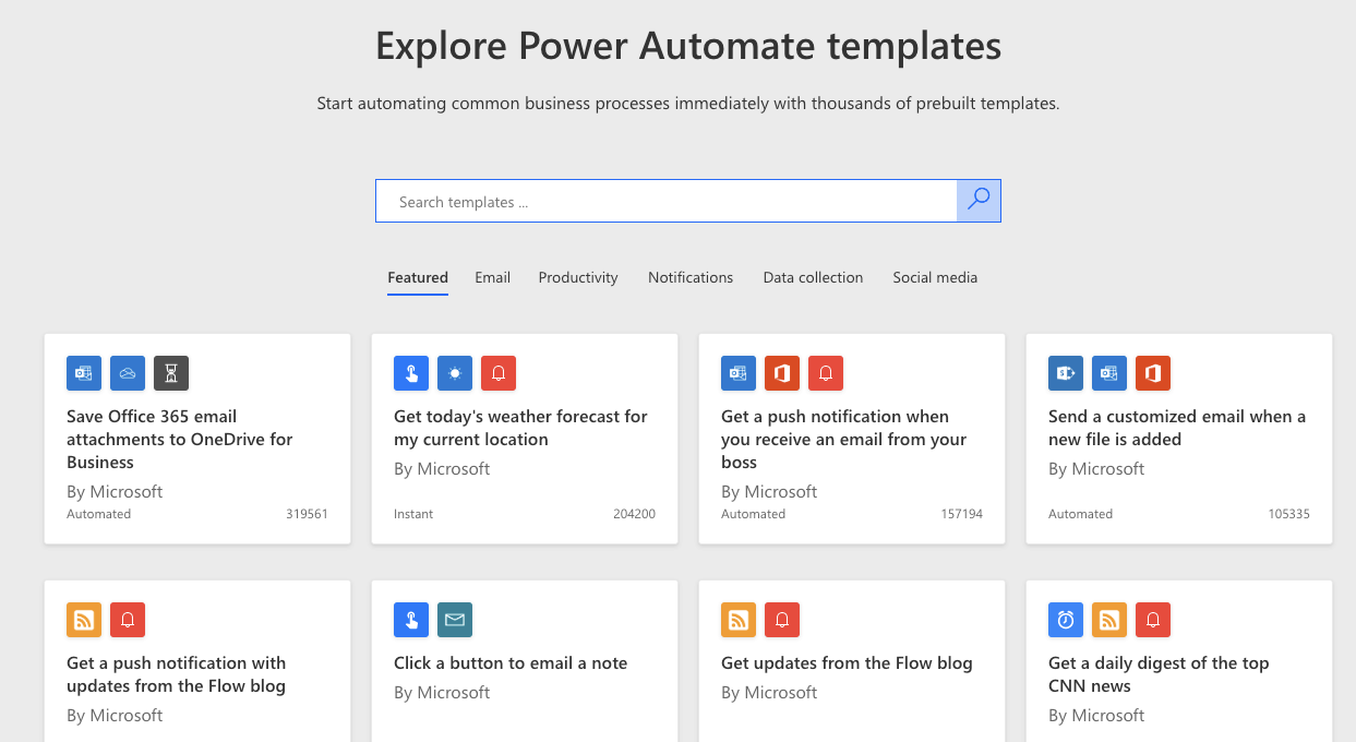 Microsoft Power Automate Bubble Review - templates