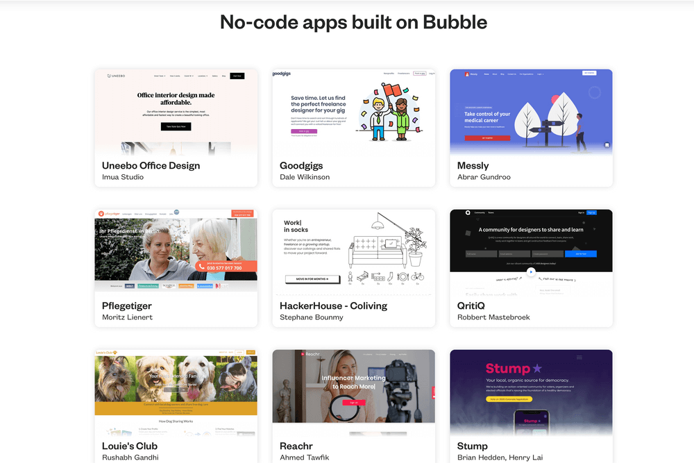 No-code apps built on Bubble