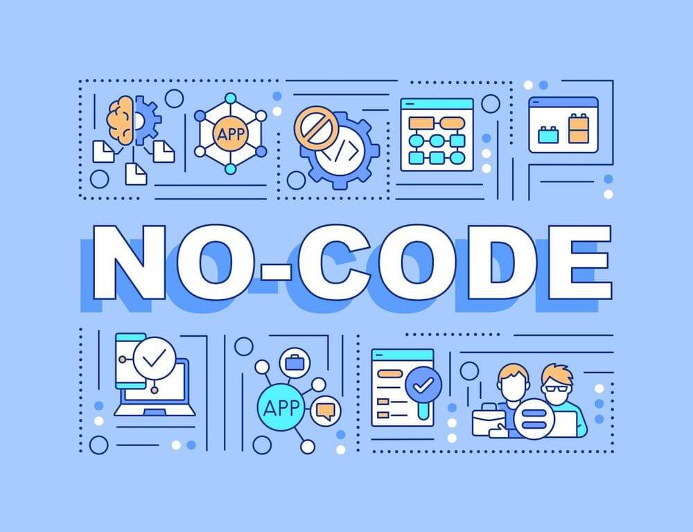 no-code-word-concepts-blue-banner-guide-to-no-code-development