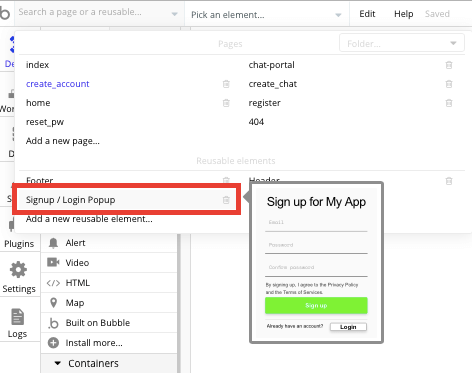 Bubble user management system premade pop up