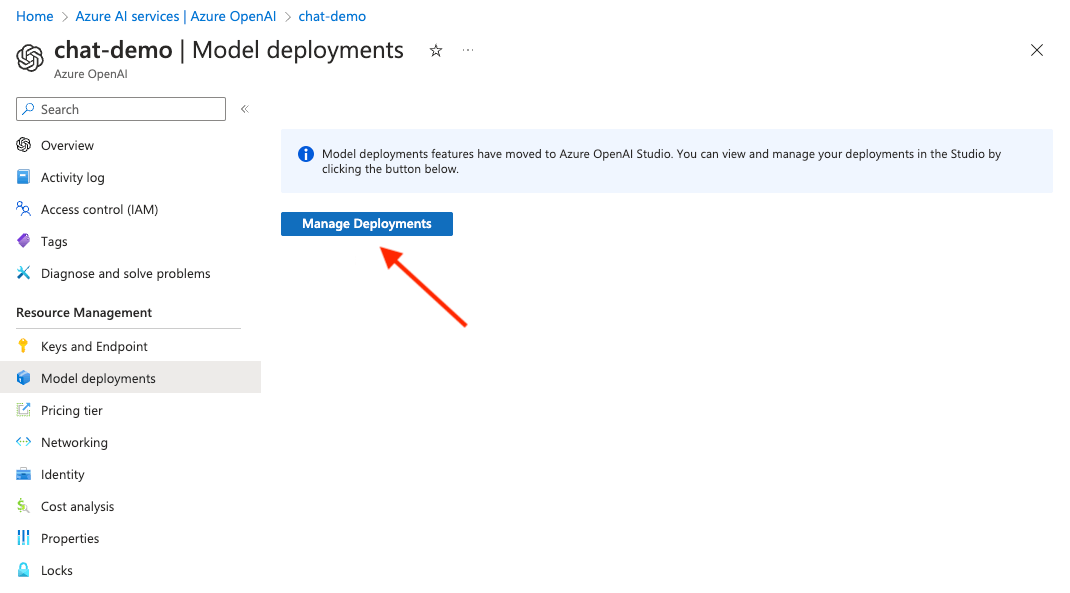 Click the Manage Deployments button