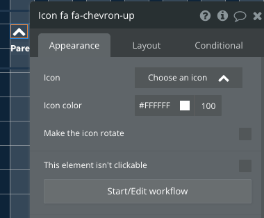 Creating a workflow action when a user clicks on an icon