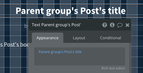 Text element showing the name of the post