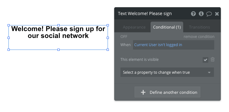 Bubble No Code Social Network Conditional Login Workflow