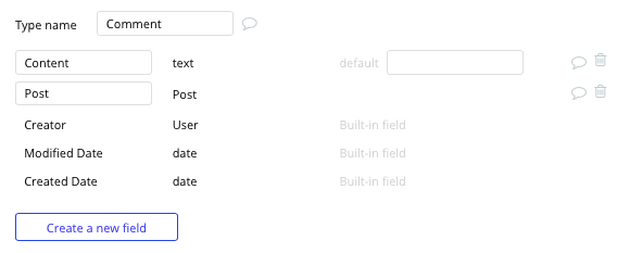 Bubble No Code Patreon Clone - comment data fields.