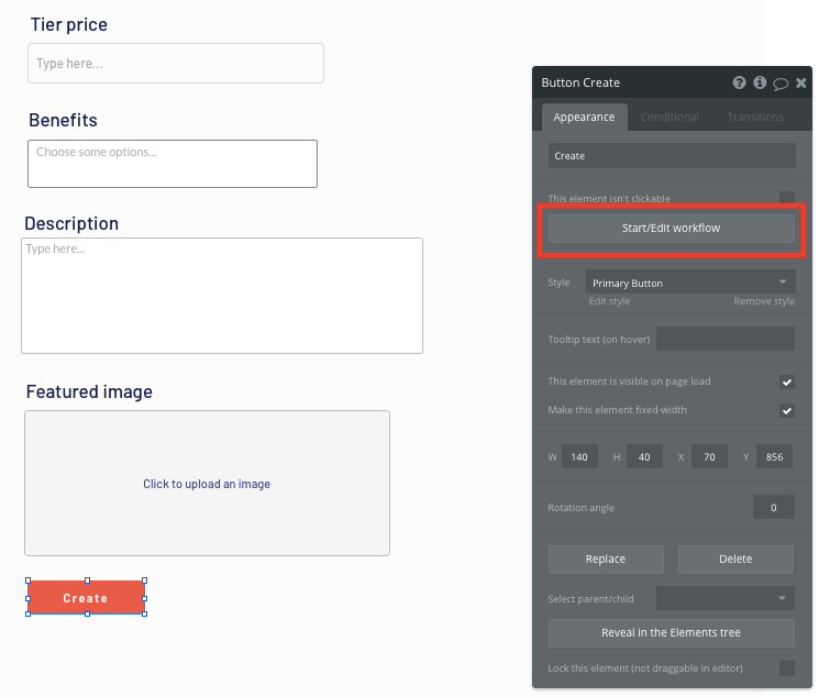 Bubble No Code Patreon Clone - create support tiers.