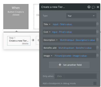 Bubble No Code Patreon Clone - create new tier.