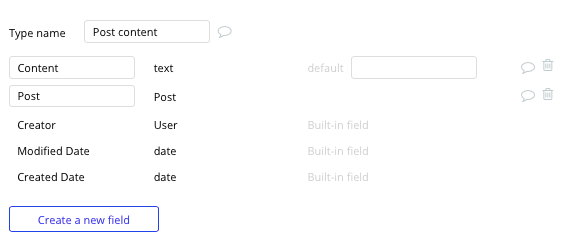 Bubble No Code Patreon Clone - post content data fields.