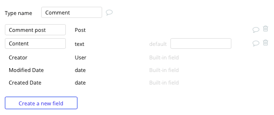 Bubble Reddit Clone Tutorial Comment Data Type and Fields