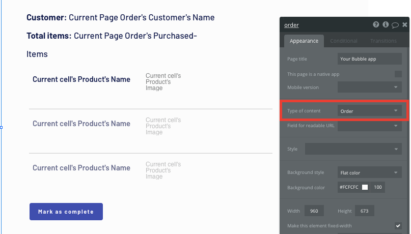 Configuring the page type of a Shopify clone app order