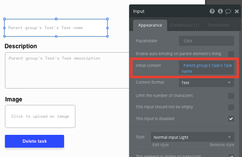 Task Popup Template for Bubble No Code Trello Clone