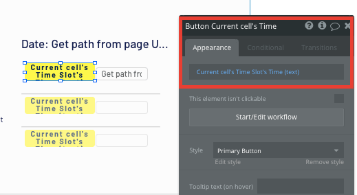 Displaying a list of appointment times in Bubble’s no-code Zocdoc application