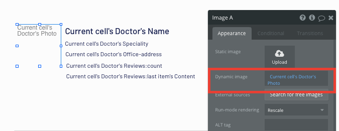 Displaying dynamic doctor profiles in Bubble’s no-code Zcodoc clone