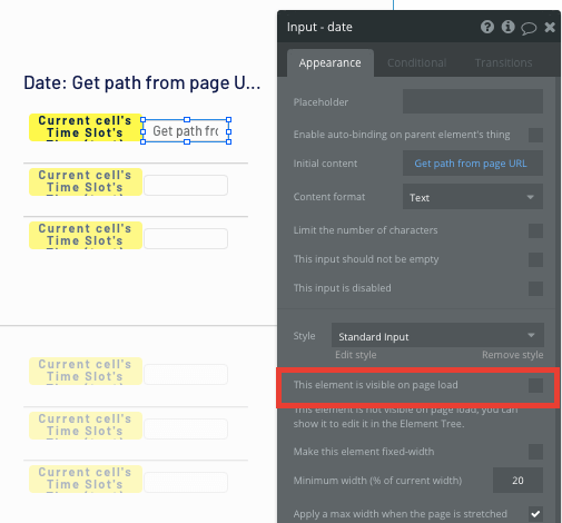 Creating invisible elements in Bubble’s no-code Zocdoc clone