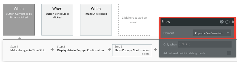 Bubble no code Zocdoc clone workflow events