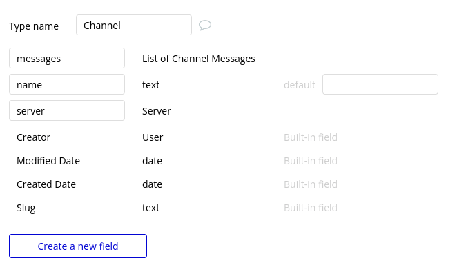 Creating the channel data type for our Discord clone