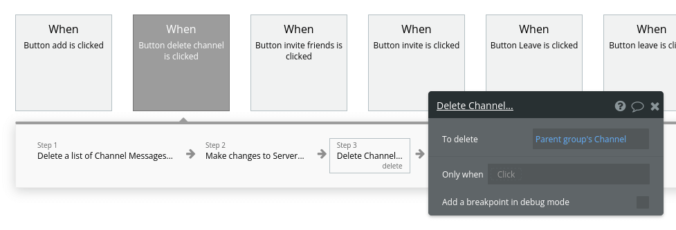 Setting up deletion of server channels in the Discord clone app