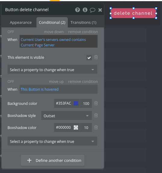 Setting up deletion of server channels in the Discord clone app