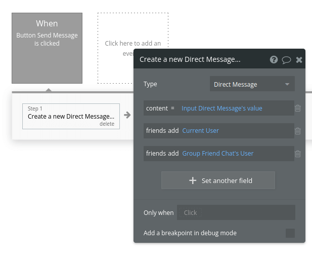 Create a new direct message workflow. 