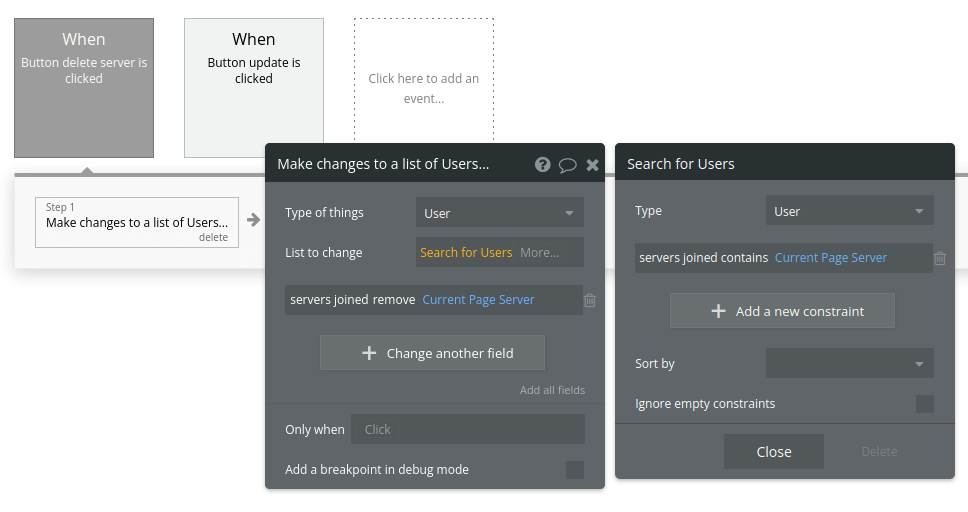 Allowing users to leave servers in our no-code Discord-like MVPAllowing users to delete servers in our no-code Discord-like MVP