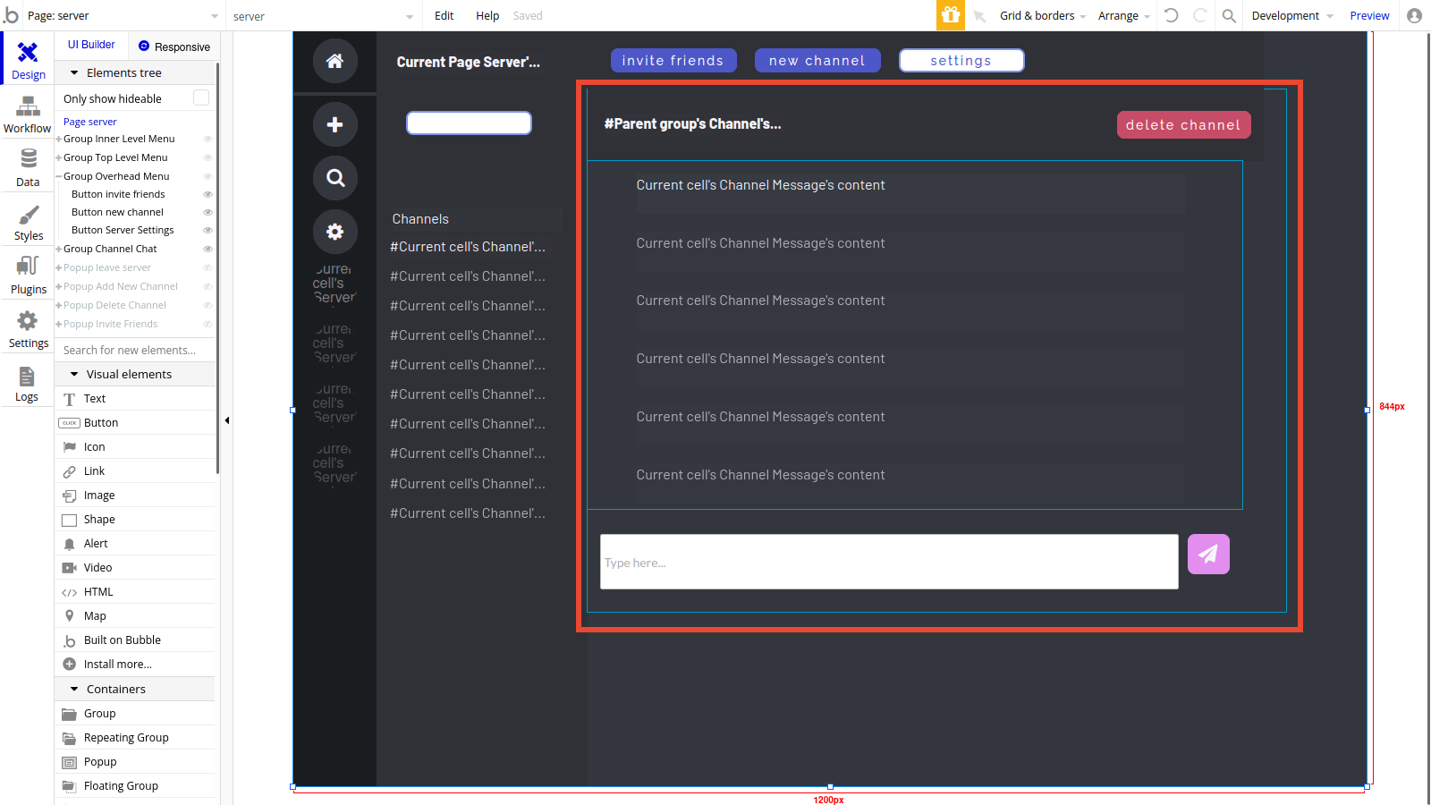 Allowing users to chat in channels in the Discord clone app