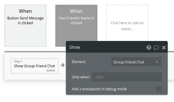 Show group friend chat element in Discord clone.