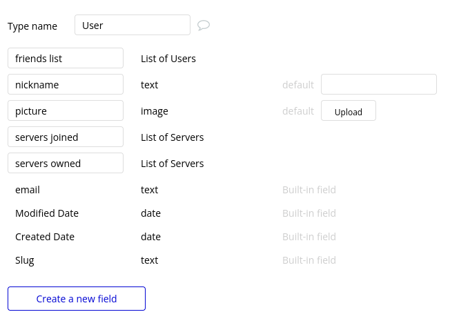 Creating the user data type for our Discord clone