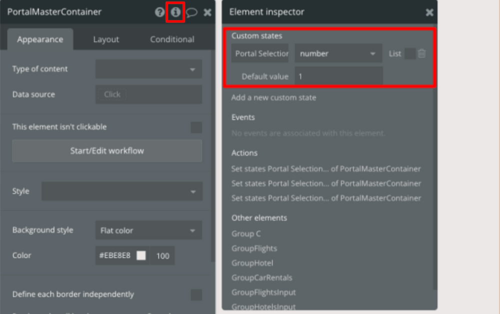 Assigning a custom state to a group element