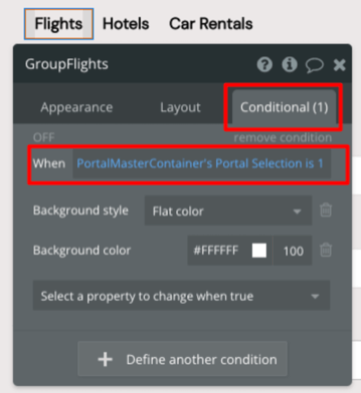 Adding a conditional statement to the GroupFlights element
