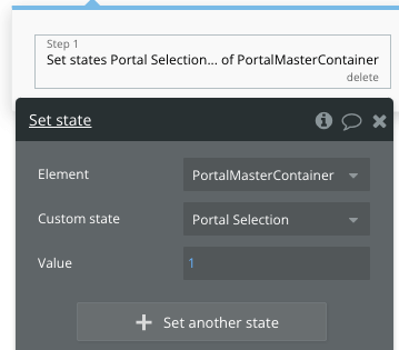 Setting the state of the PortalMasterContainer Custom State