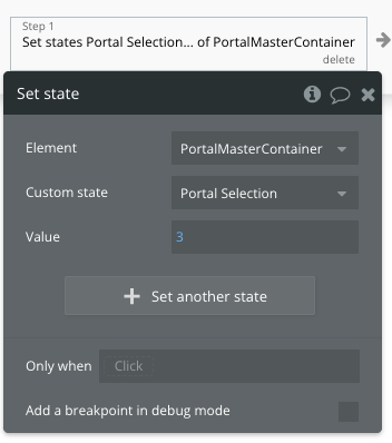 Setting the state of the PortalMasterContainer to 3