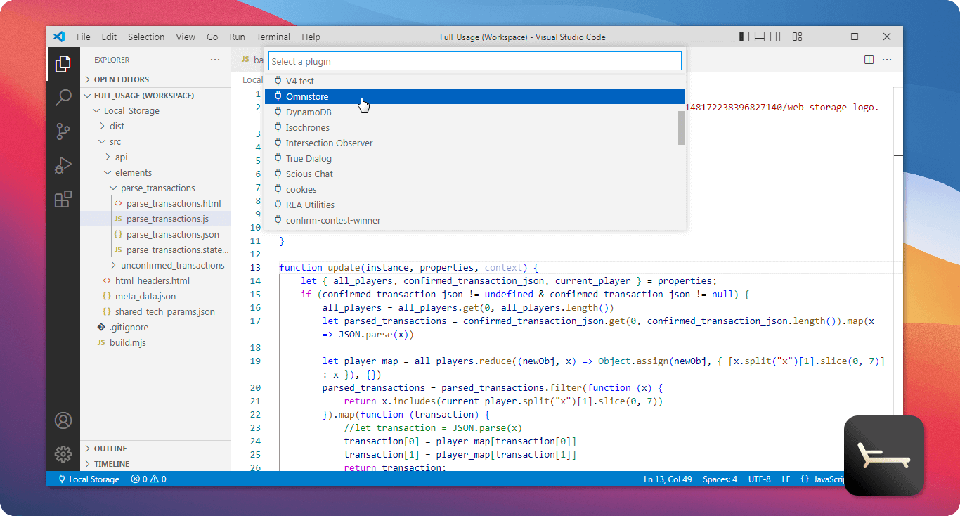 A screenshot of the Bask plugin being used in the VS Code workspace