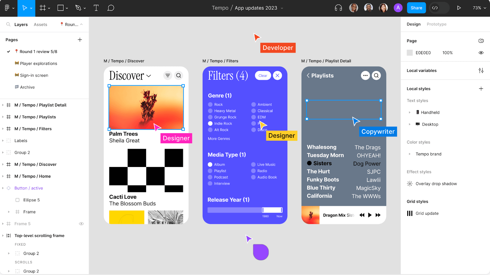 A screenshot of mobile development in Figma.
