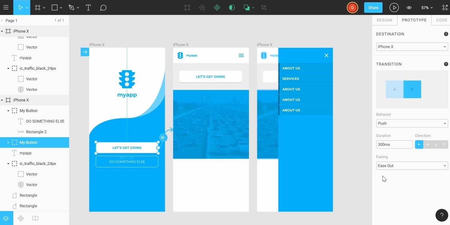 Building a traffic app prototype in Figma.