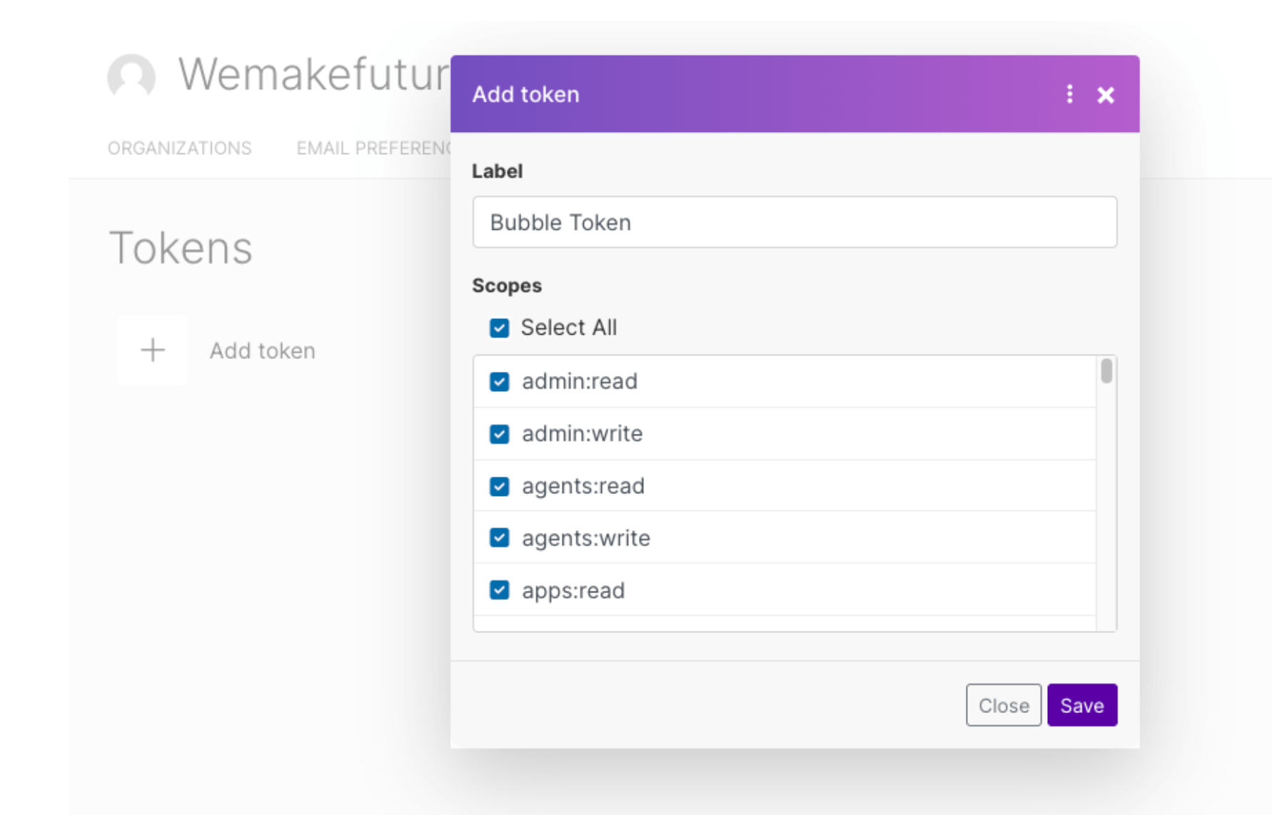 A screenshot showing how to create your token in Make.