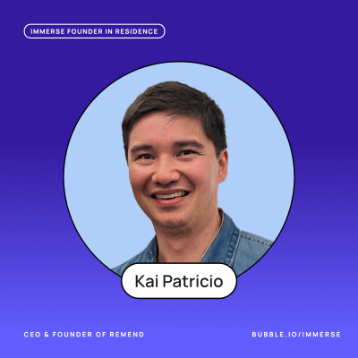 A headshot of Kai Patricio on a blue background