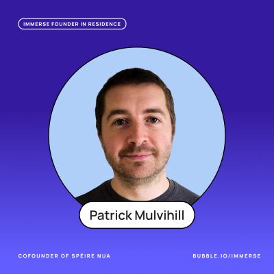 A headshot of Patrick Mulvihill on a blue background