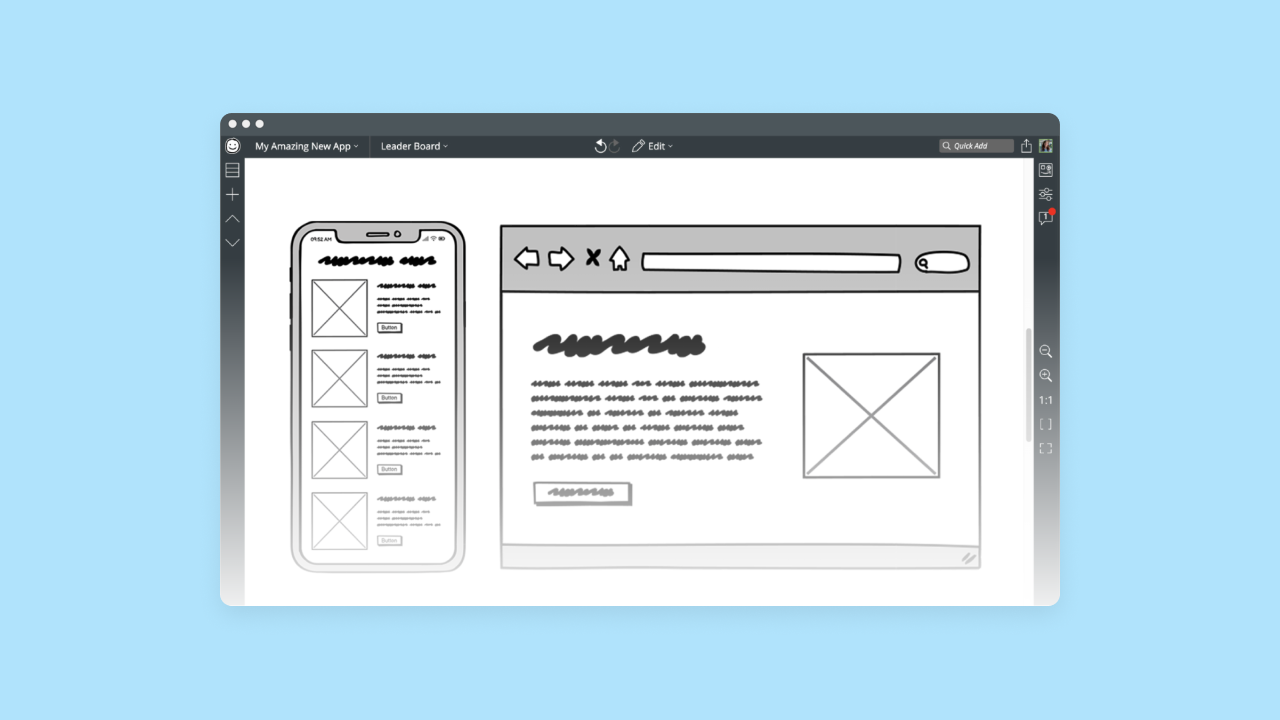 A screenshot of Balsamiq's page layout.